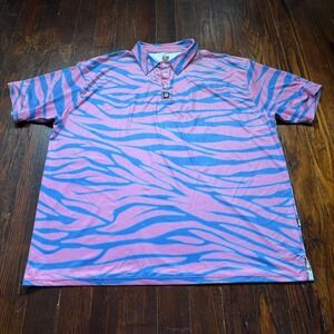 Greater‎ Half Shirt Mens 4XL Pink Zebra Print Pattern Golf Performance Polo